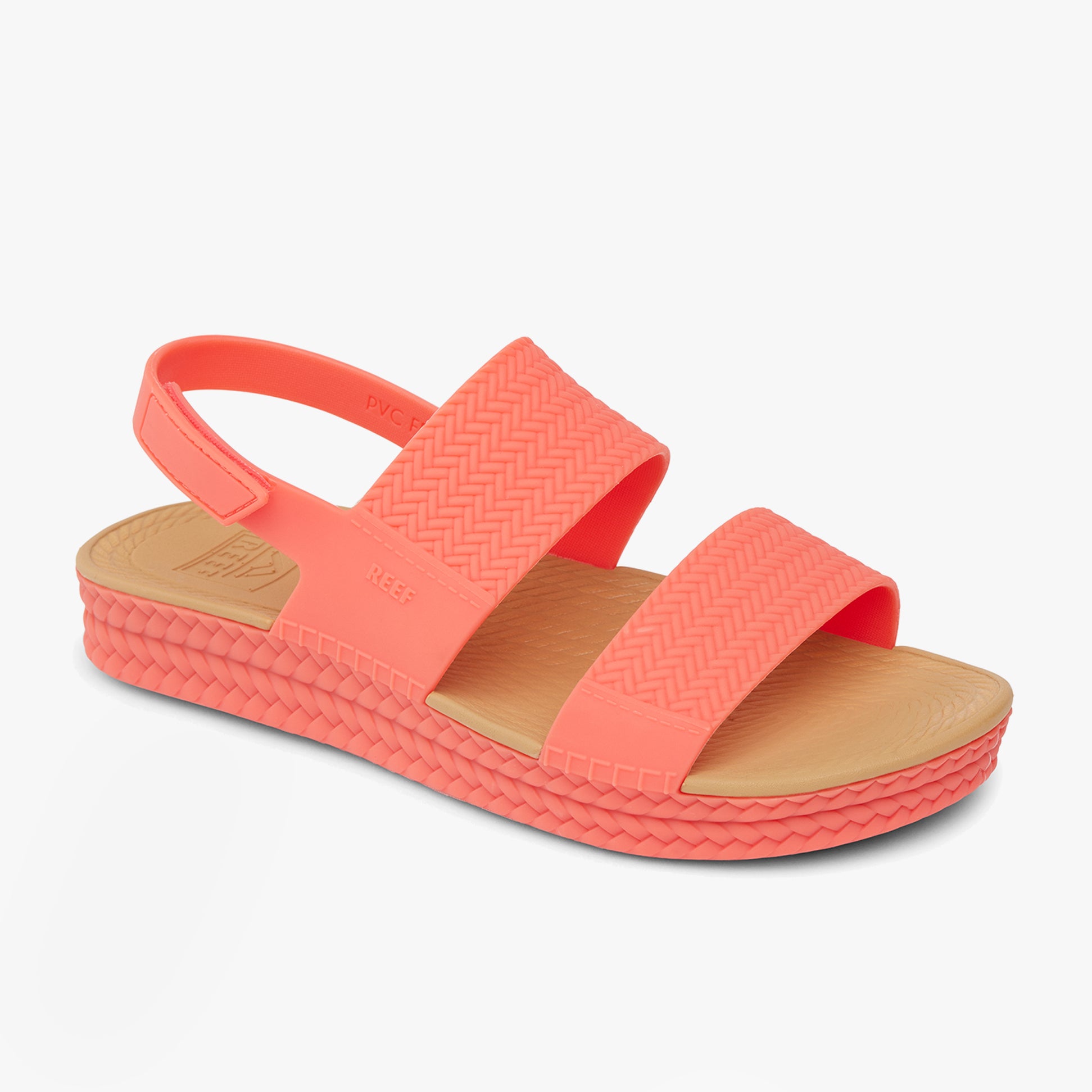 Reef WATER VISTA Womens Sandals Sunset Coral, side view showing synthetic straps and low heel design.