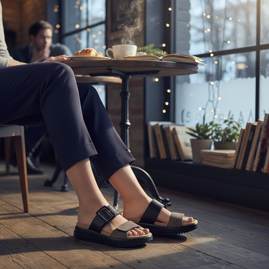 Remonte D1J61 Womens Cross Strap Sandals Black/Brown