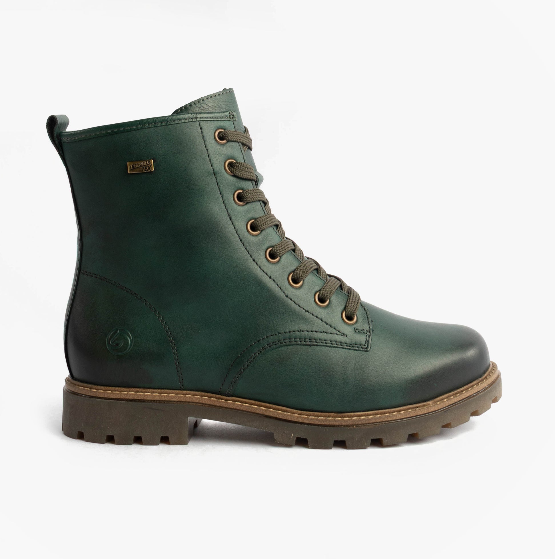 Remonte Womens Leather Ankle Zip Boots Green