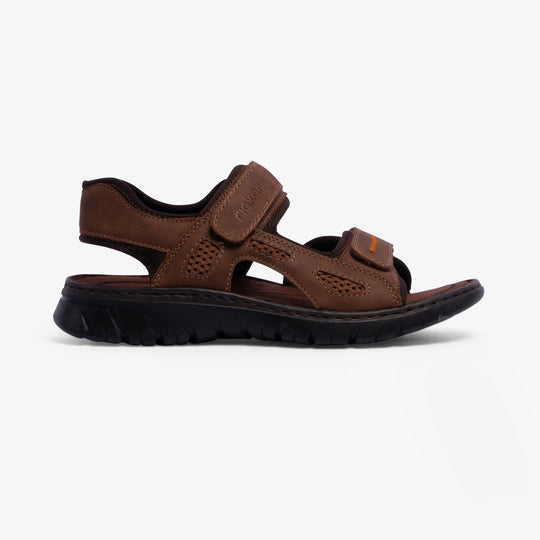 Rieker 26761 Mens Walking Sandals Dark Brown