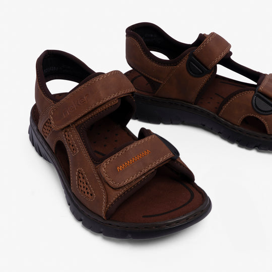 Rieker 26761 Mens Walking Sandals Dark Brown