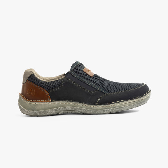 Rieker 03053 Mens Slip-On Shoes Blue