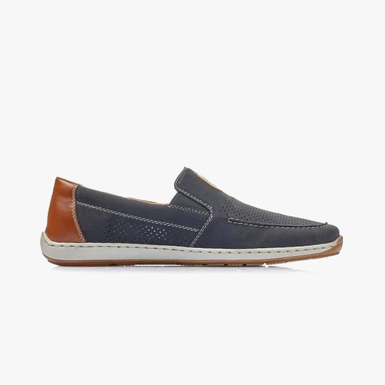 Rieker 08866 Mens Boat Shoes Blue