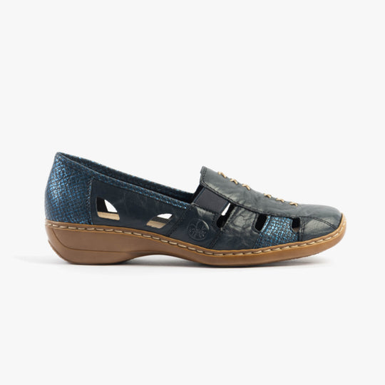 Rieker 41385 Womens Slip-On Shoes Blue