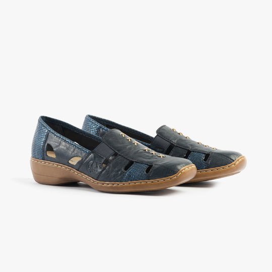 Rieker 41385 Womens Slip-On Shoes Blue