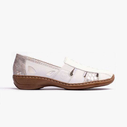 Rieker 41385 Womens Slip-On Shoes White