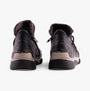 Rieker 45983-00 Womens Boots Black rear view showcasing synthetic leather and zip closure details.