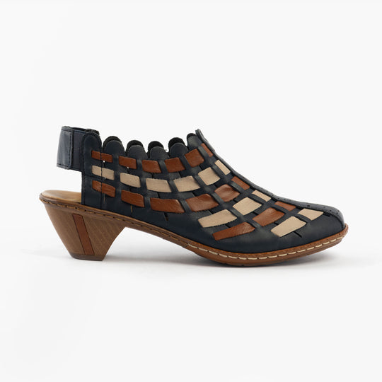 Rieker 46778 Womens Slingback Shoes Blue/Combi
