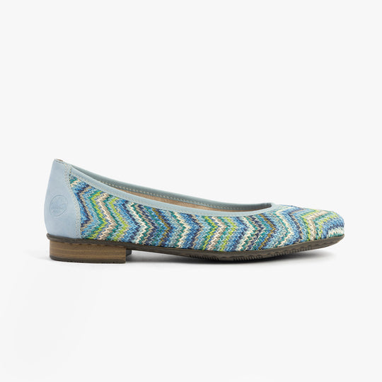 Rieker 51983 Womens Ballerina Shoes Blue/Multi