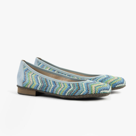 Rieker 51983 Womens Ballerina Shoes Blue/Multi