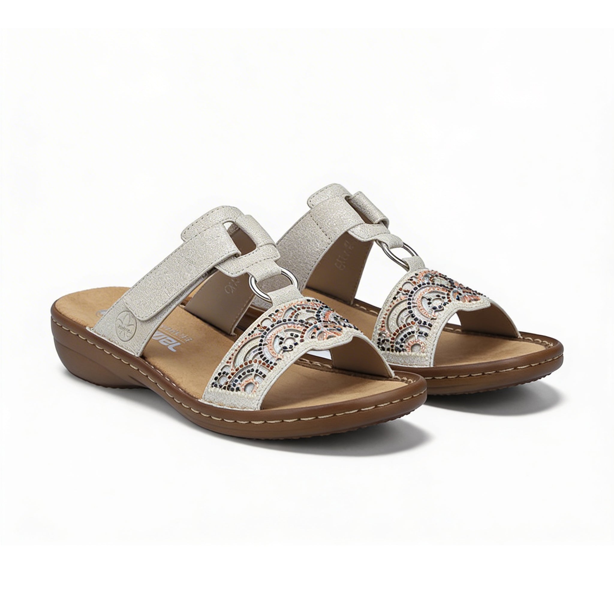 Rieker 608K2-40 Womens Ankle Strap Sandals Silver
