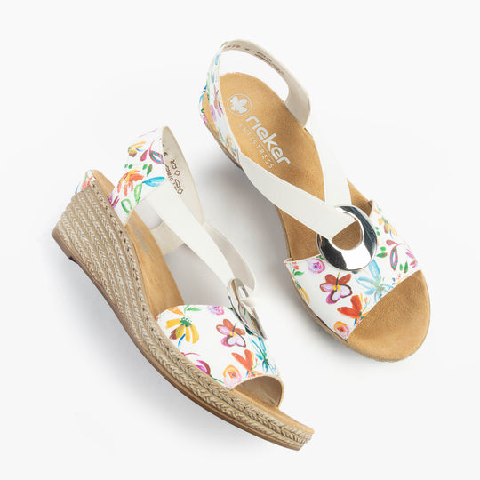 Rieker 624H6 Womens Wedge Sandals Multi