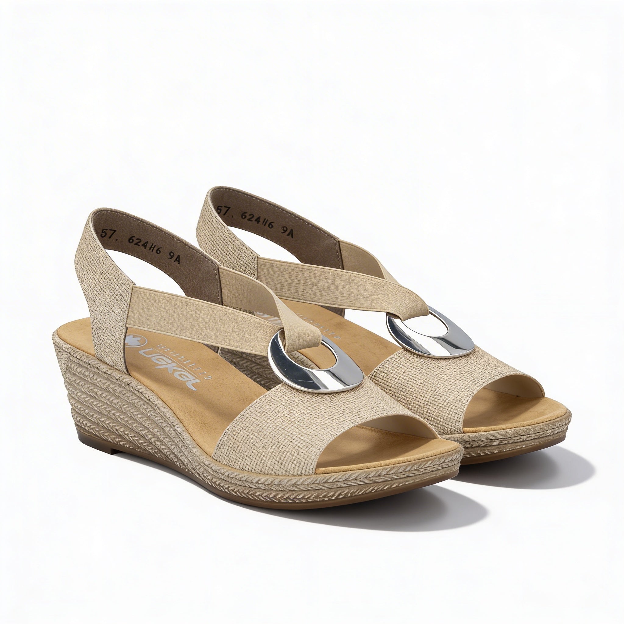 Rieker 624H6-93 Womens Slingback Sandals Beige Floral
