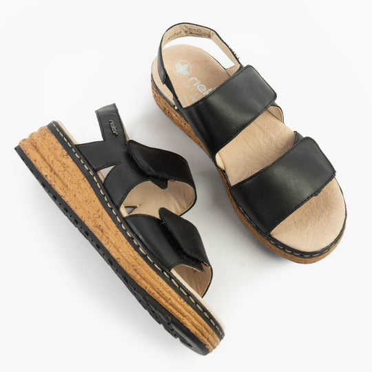 Rieker 62761 Womens Wedge Sandals Black