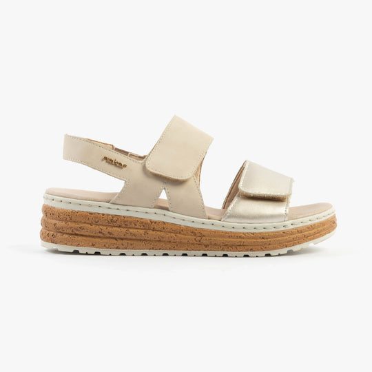 Rieker 62761 Womens Wedge Sandals Gold