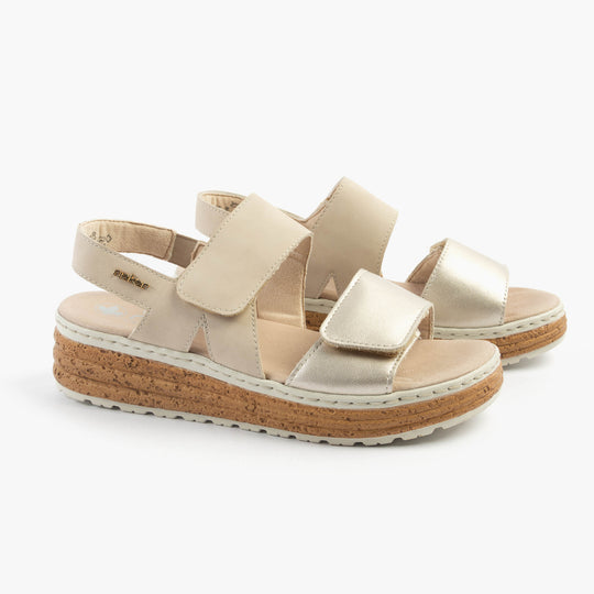 Rieker 62761 Womens Wedge Sandals Gold