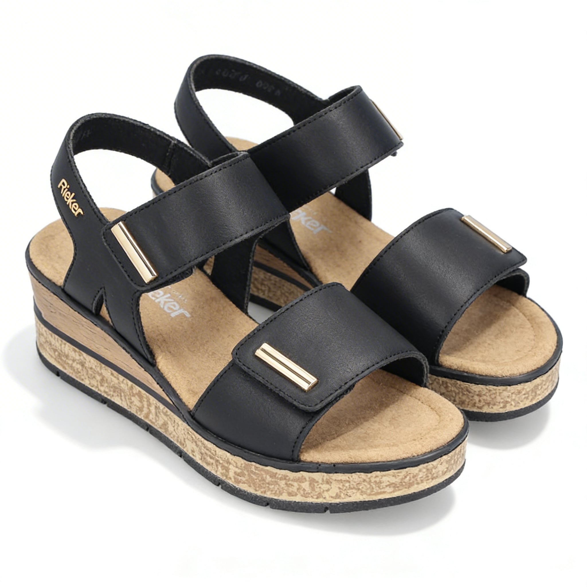 Rieker ROSE Womens Wedge Sandals Black