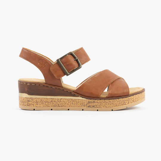 Rieker 63795 Womens Wedge Sandals Brown