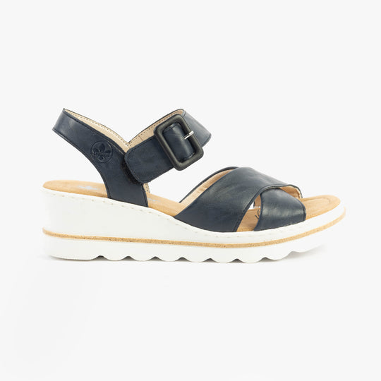 Rieker 67463 Womens Wedge Sandals Blue