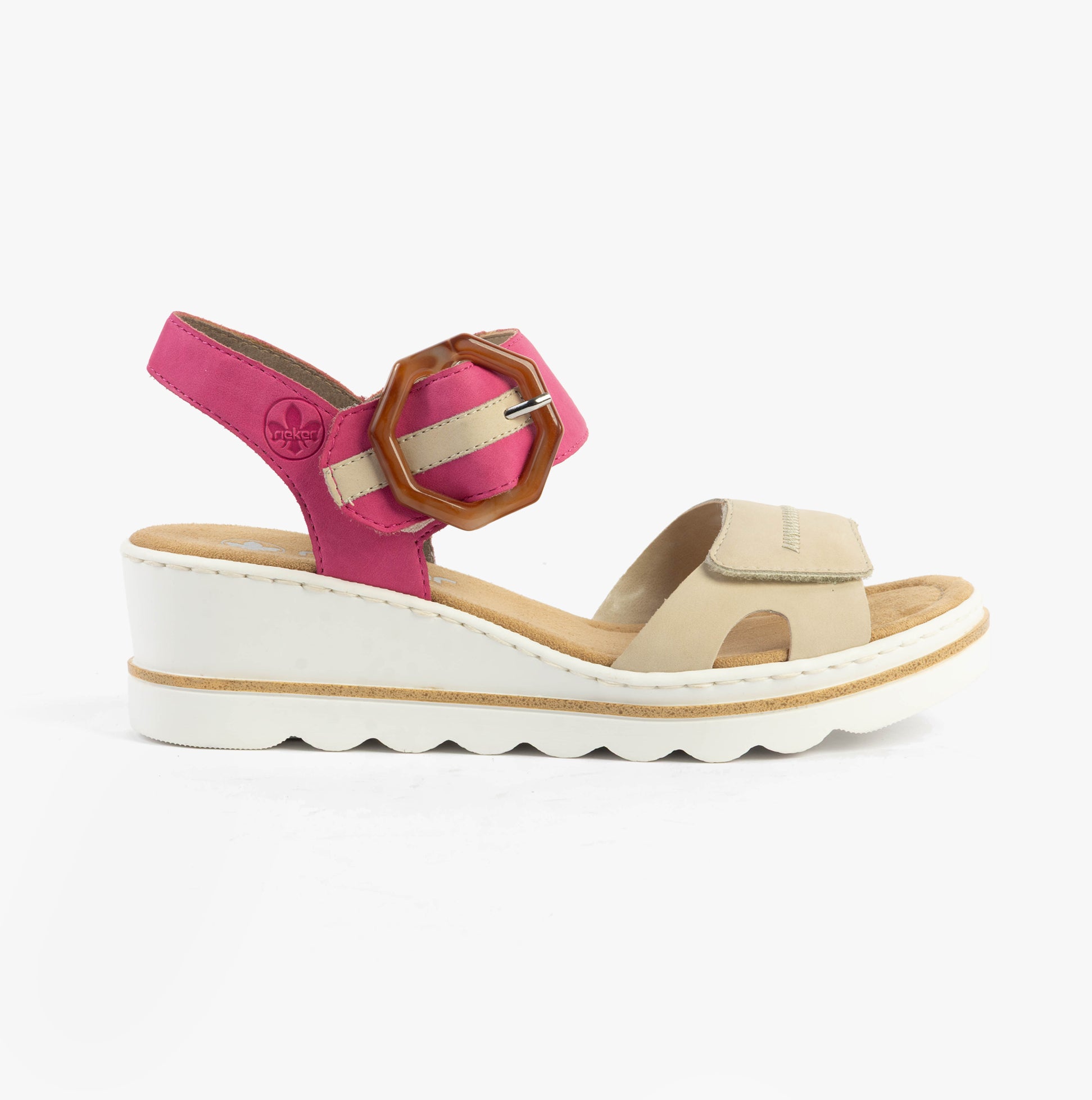 Rieker 67476-31 Womens Sandals Beige Combination