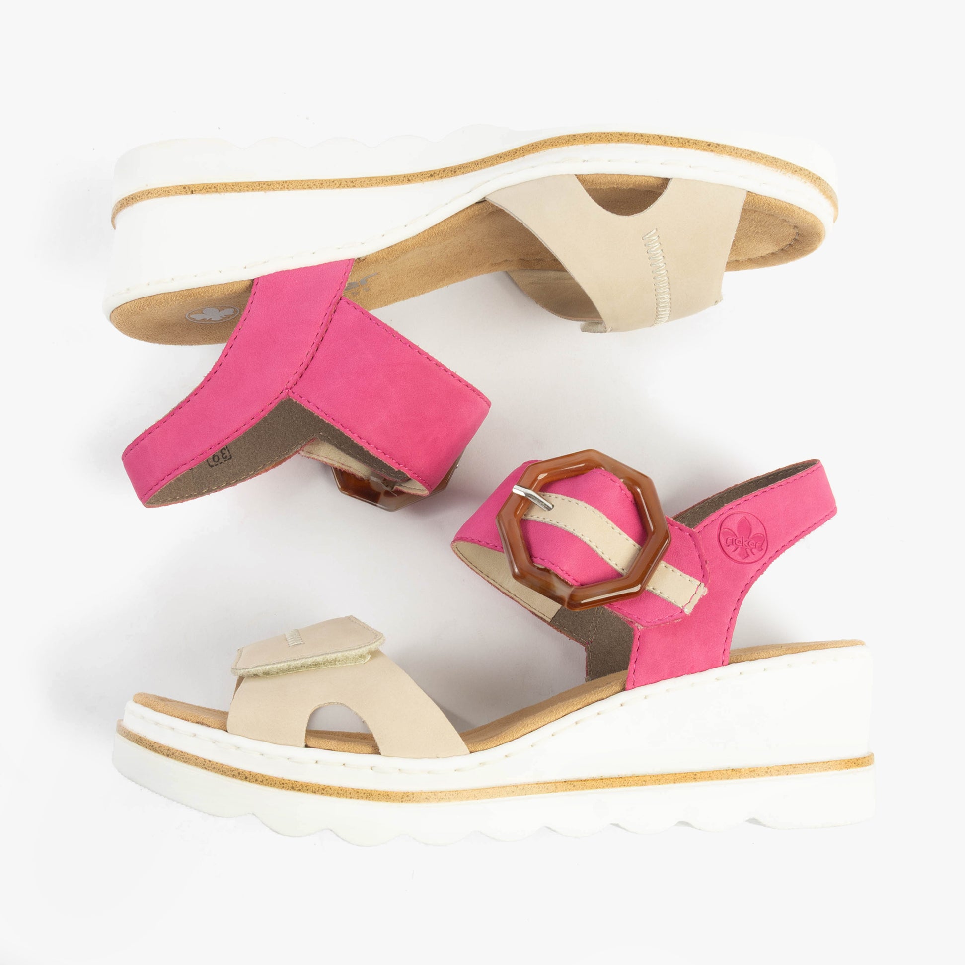 Rieker 67476-31 Womens Sandals Beige Combination
