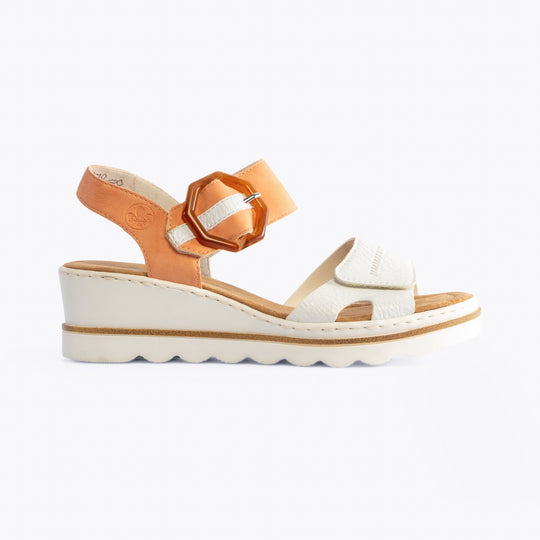 Rieker 67476 Womens Wedge Sandals White
