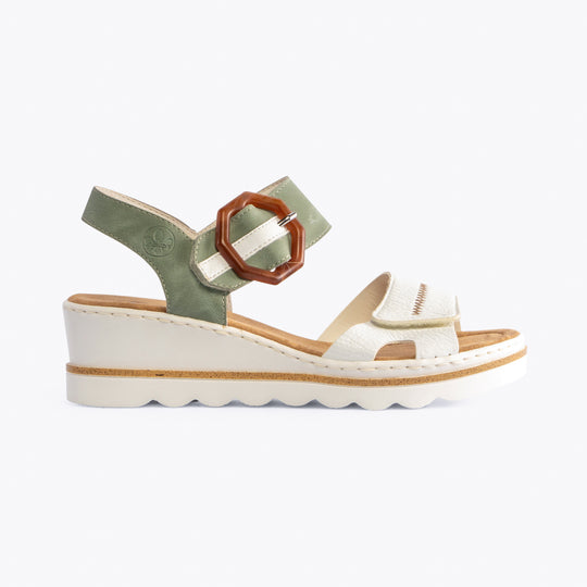 Rieker 67476 Womens Wedge Sandals Green