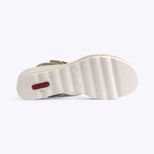 Rieker 67476 Womens Wedge Sandals Green