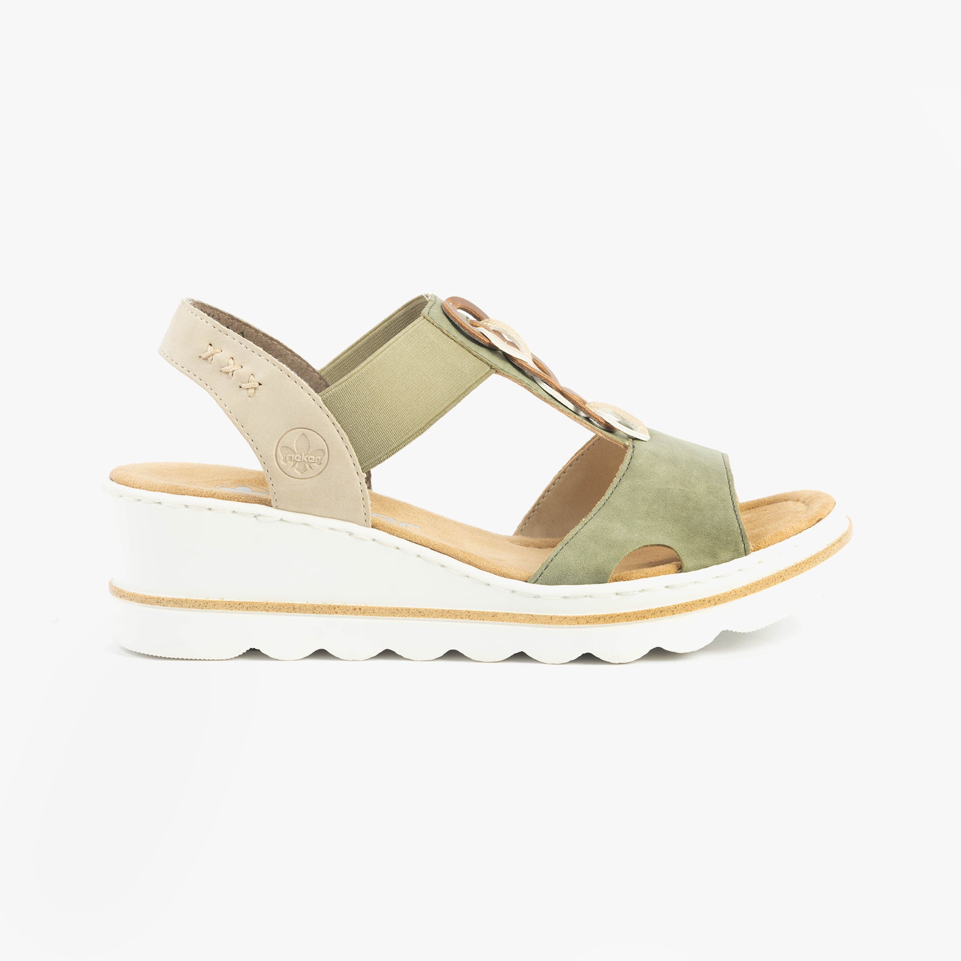 Rieker 67498-52 Womens Sandals Green Combination