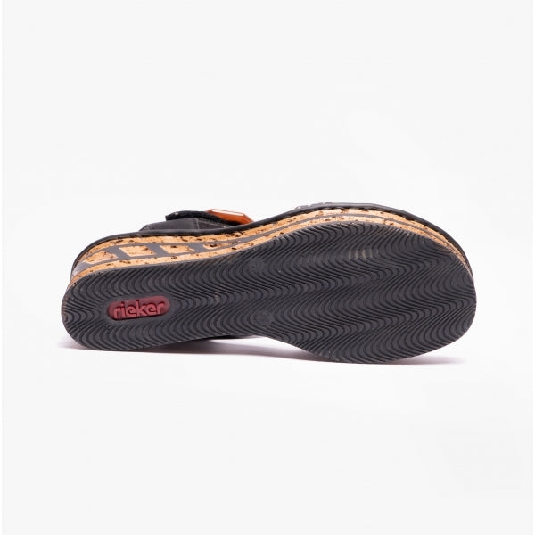 Rieker 68176-00 Womens Sandals Black Multi
