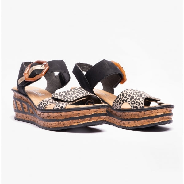 Rieker 68176-00 Womens Sandals Black Multi