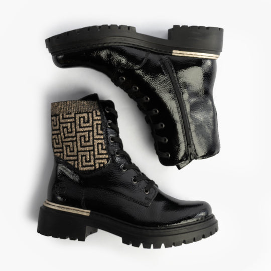 Rieker 72607 Womens Biker Boots Black Combination