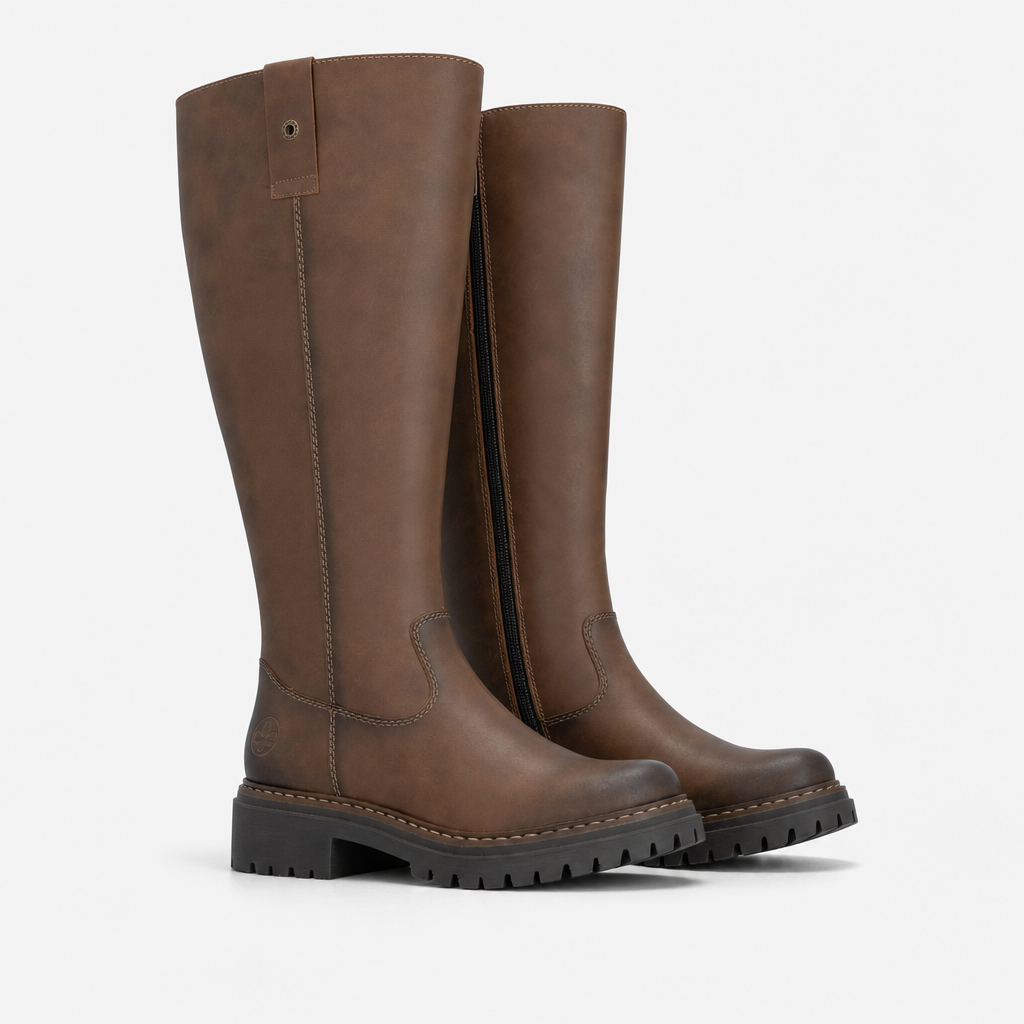 Rieker 72656 Womens Knee High Boots Walnut