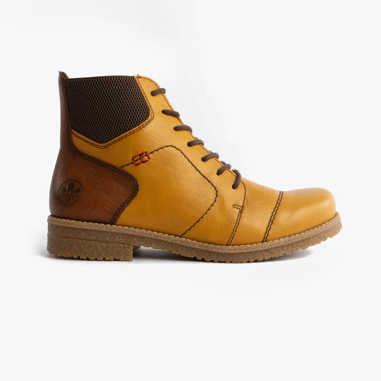 Rieker 73522 Womens Combat Boots Yellow