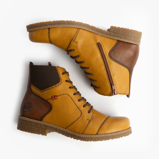 Rieker 73522 Womens Combat Boots Yellow