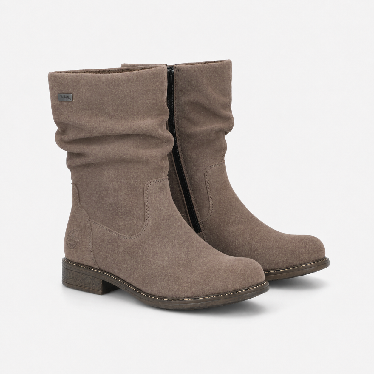 Rieker 74874 Womens Ruched Calf Boots Smoke
