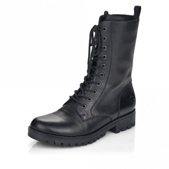 Rieker 78544-00 Womens Leather Mid-Calf Boots Black