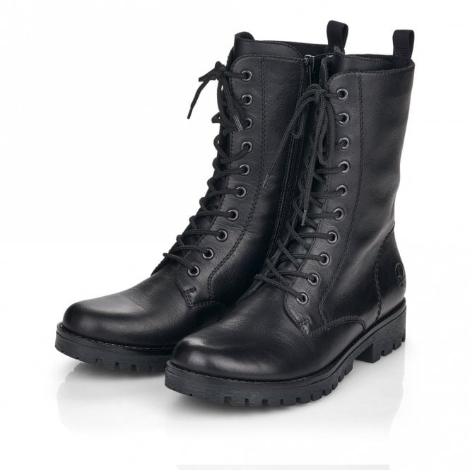 Rieker 78544-00 Womens Leather Mid-Calf Boots Black