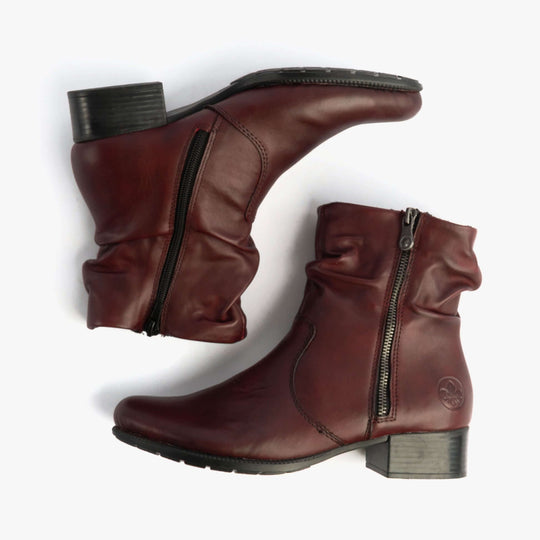 Rieker 78656 Womens Ankle Boots Red