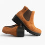 Rieker 79265-22 Womens Boots Brown side view showcasing the suede upper and chunky rubber sole.