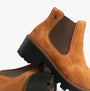 Rieker 79265-22 Womens Boots Brown side view showcasing leather/suede upper and textured elastic panel.