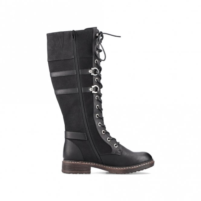 Rieker 94732-00 Womens Knee High Boots Black