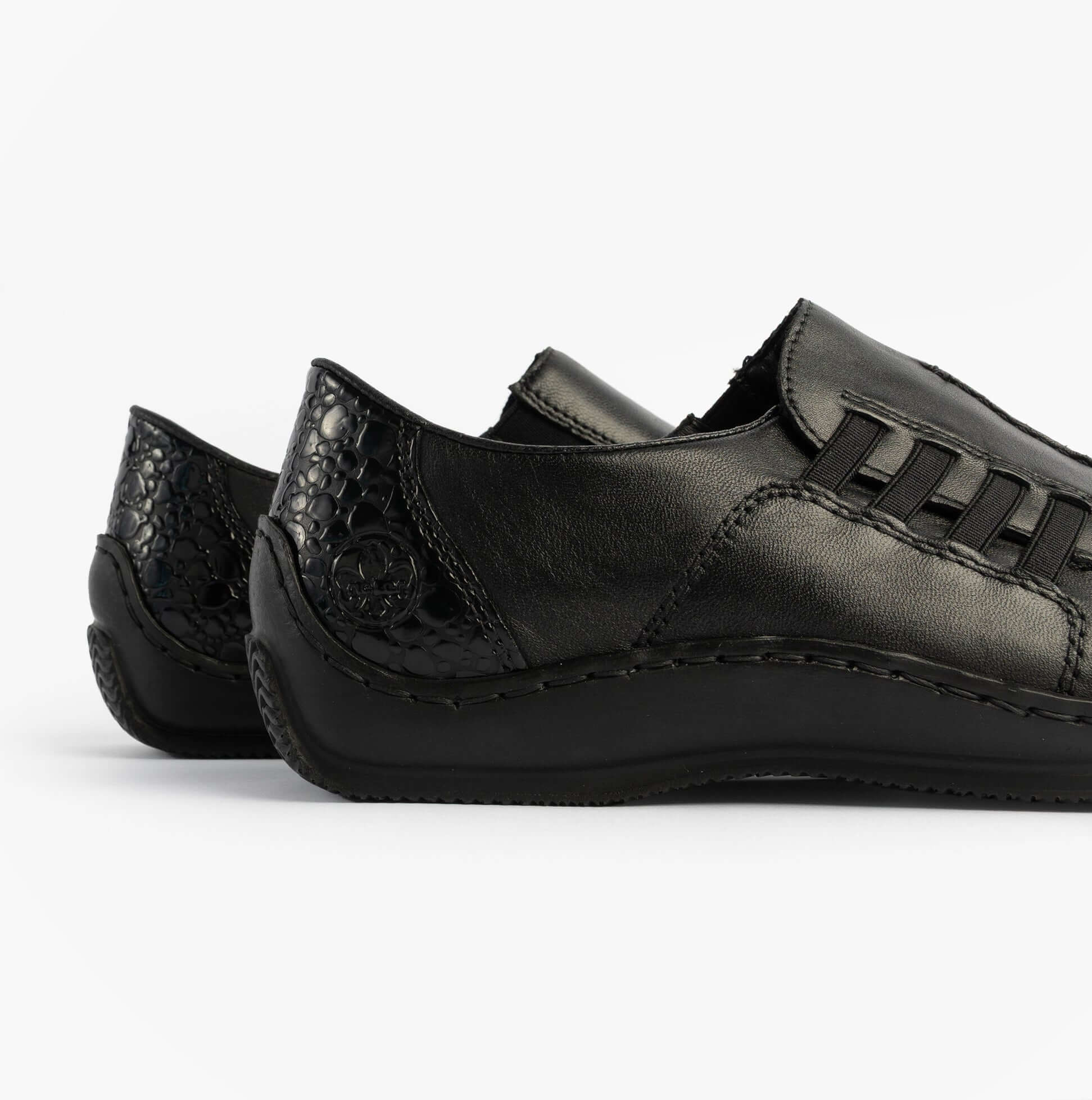 Rieker L1777-00 Celia Womens Slip-On Shoes Black | Shuperb