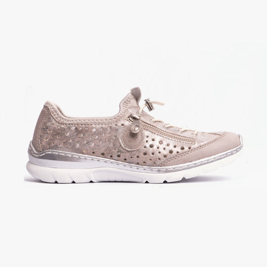 Rieker L32P6 Womens Slip-On Trainers Metallic