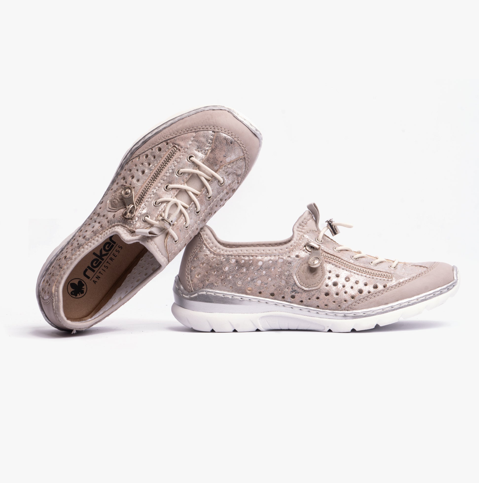 Rieker L32P6-90 Womens Shoes Metallic