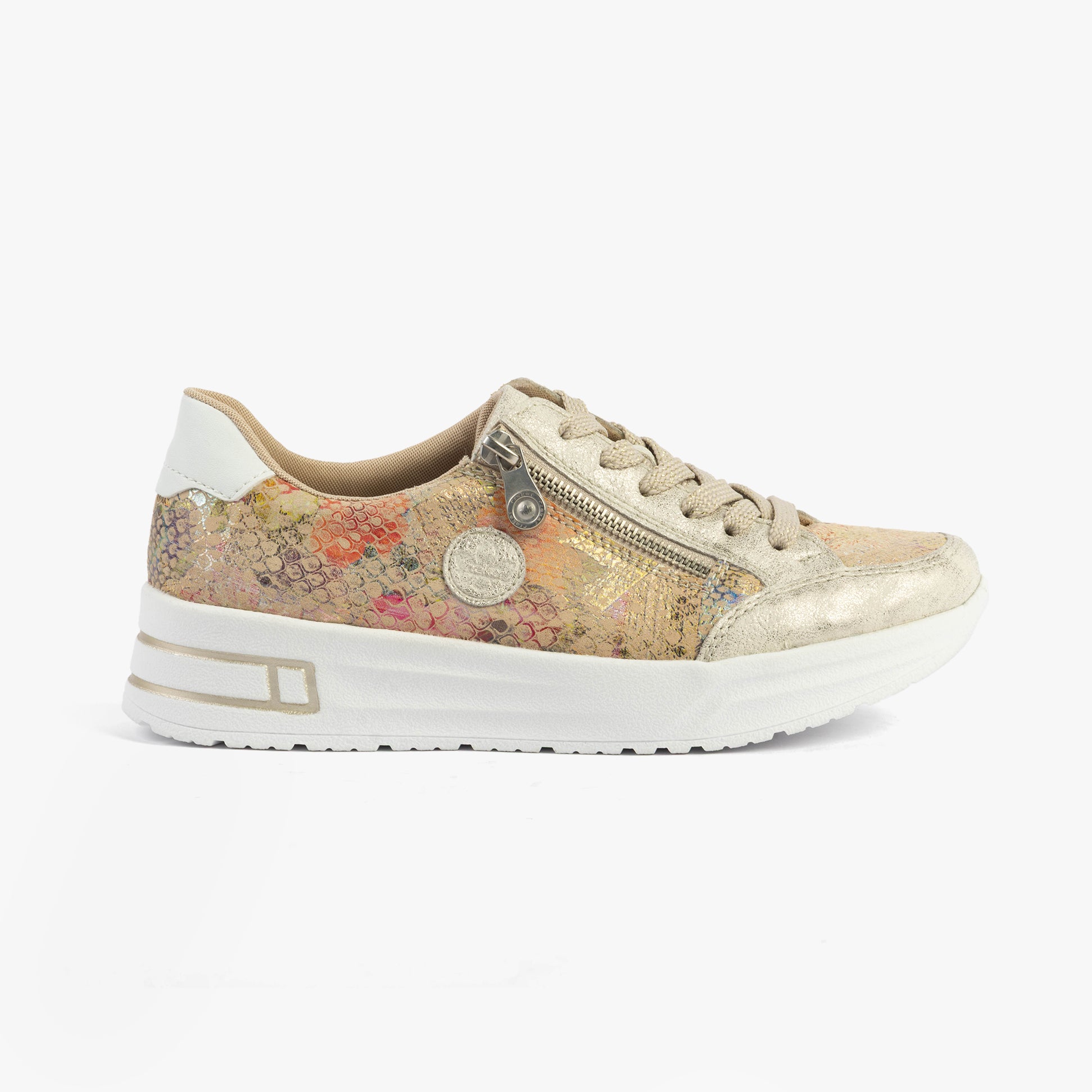 Rieker N8103-60 Womens Shoes Beige Combination