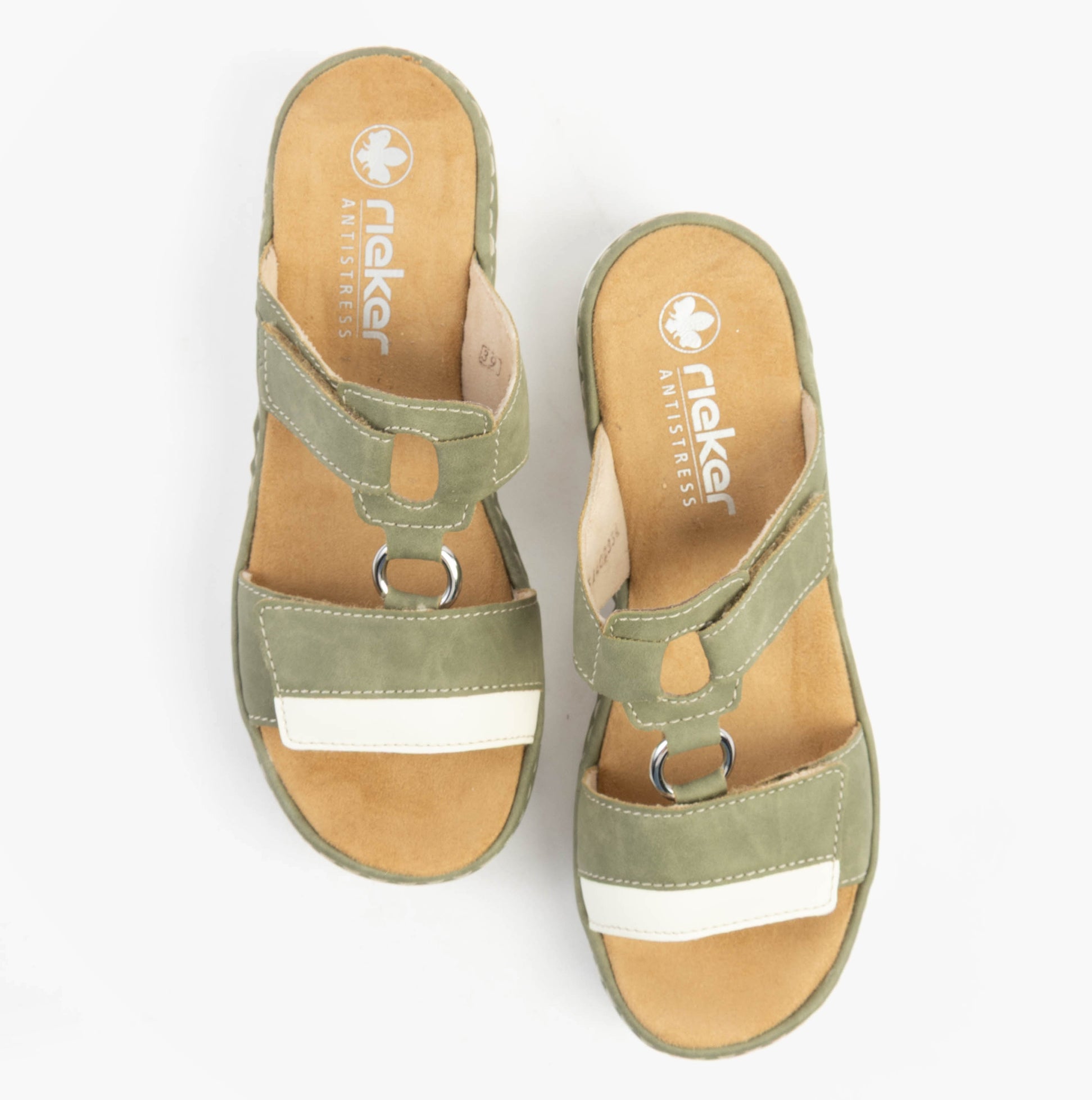 Rieker V1396-52 Womens Sandals Green Combination