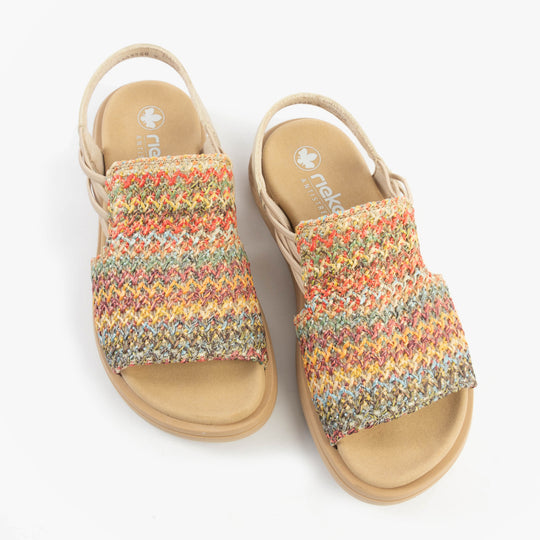 Rieker V1541 Womens Slingback Sandals Multi