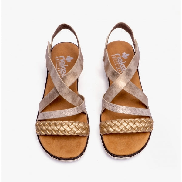 Rieker V3663-90 Womens Sandals Gold