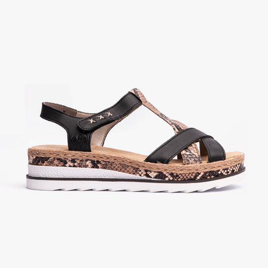 Rieker V7919 Womens Slingback Sandals Black
